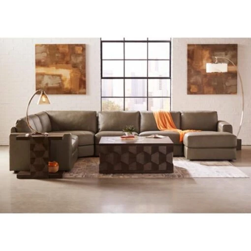 Rocco Leather 4 Piece Chaise Sectional (RAF) - Image 2
