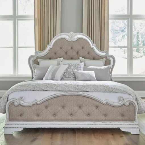 Magnolia Manor Upholstered Bed W/ Mirrors