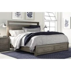 Modern Loft Panel Bed With Storage Footboard