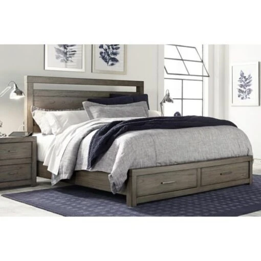 Modern Loft Panel Bed With Storage Footboard