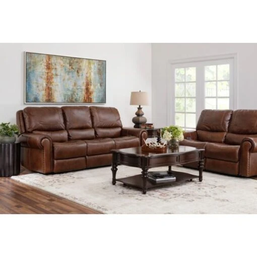 St. James Leather Power Reclining Sofa - TOBACCO - Image 2