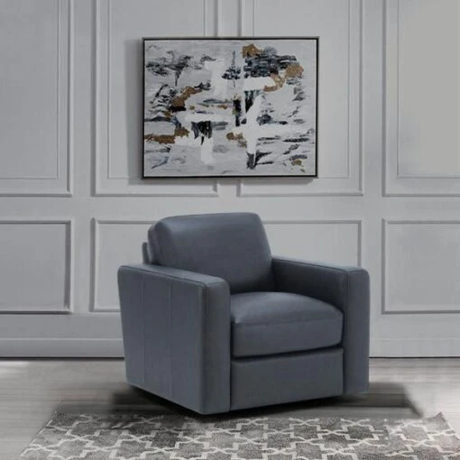 Brent Leather Swivel Chair - Image 2