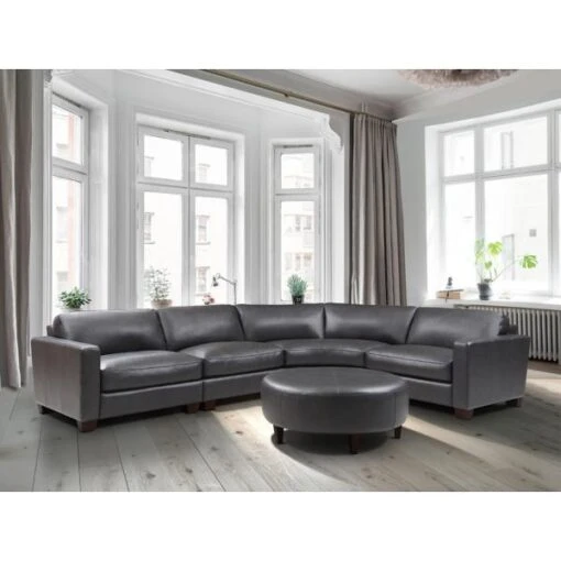 Brent Leather Cocktail Ottoman - Image 2