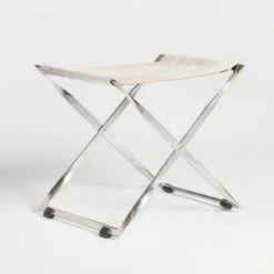 Harper Scissor Ottoman - Polished Chrome