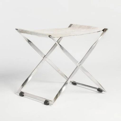 Harper Scissor Ottoman - Polished Chrome