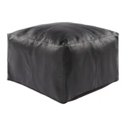 Casen Leather Pouf