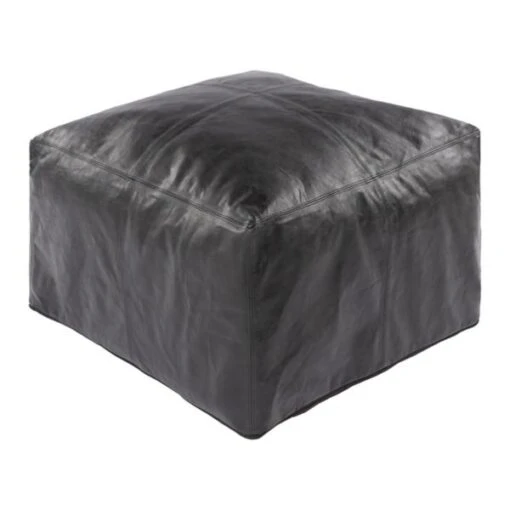 Casen Leather Pouf - Image 3